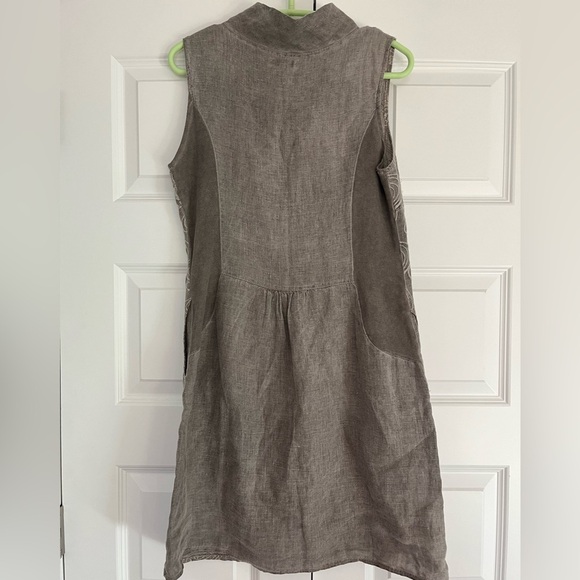 LINA TOMEI Made In Italy Linen Embroidered Shift Dress Cowl Neck Size small - Picture 2 of 6